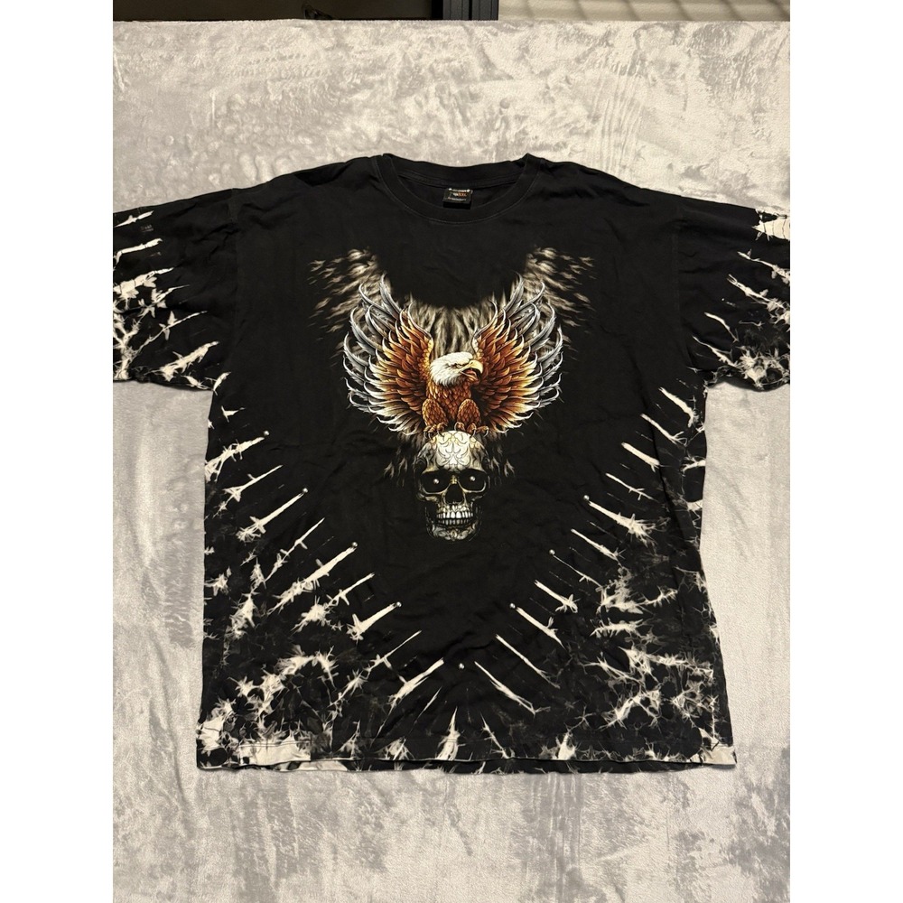Jay's Rook Skull & Eagle Men's T-Shirt Double Side Graphic Embellished Studs 2XL